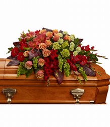 A Fond Farewell Casket Spray from Visser's Florist and Greenhouses in Anaheim, CA